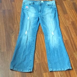 Iris Premium Embroidered Distressed Jeans Sz 3XL
